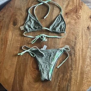 NWT Aerie Green Lace Bikini Set